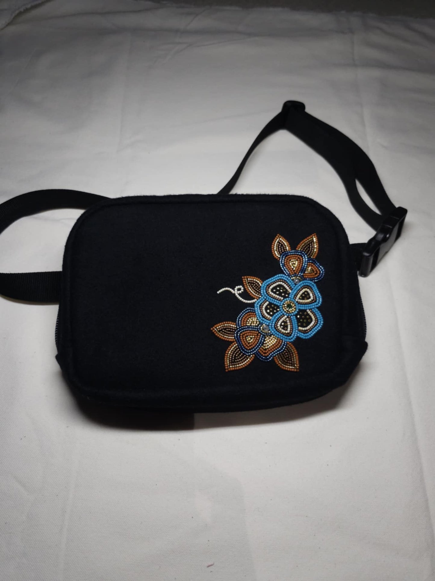 Turquoise beaded belt bag